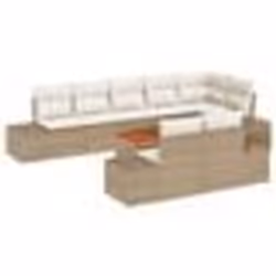 vidaXL Ensemble de canapé de jardin 9 pièces avec des coussins en poly rotin et acacia beige