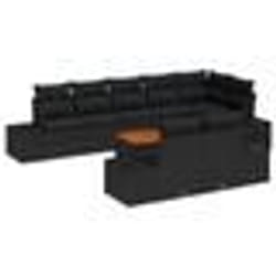 vidaXL Canapé de jardin 9 pièces avec coussins en poly rotin noir acacia