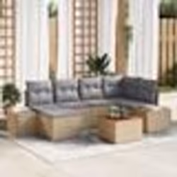 vidaXL Ensemble de Salon de Jardin 7 Pièces avec Coussins Beige en Rattan Poly Acacia