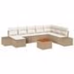 vidaXL Ensemble de jardin 9 pièces avec coussins en poly rotin beige et acacia