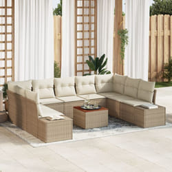 Vidaxl - Ensemble de canapé de jardin 10 pièces avec coussins Beige Rotin Acacia