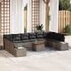 vidaXL Ensemble de canapé de jardin 11 pièces avec coussins gris en poly rotin Acacia