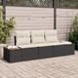 vidaXL Ensemble de 3 Canapés de Jardin avec Coussins Noir Poly Rattan Acacia