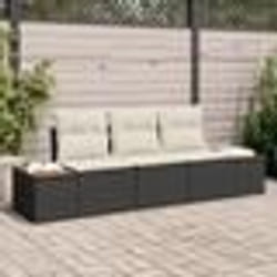 vidaXL Ensemble de 3 Canapés de Jardin avec Coussins Noir Poly Rattan Acacia