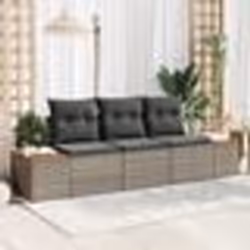 vidaXL Ensemble de 3 Canapés de Jardin avec Coussins Gris Poly Rattan Acacia