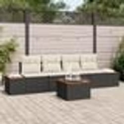 vidaXL Ensemble de canapé de jardin 5 pièces avec coussins noirs en poly rattan.