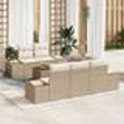 vidaXL Ensemble de salon de jardin 6 pièces avec coussins beiges en poly rotin acacia