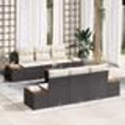 vidaXL Set de jardin 7 pièces avec coussins noirs en poly rotin acacia