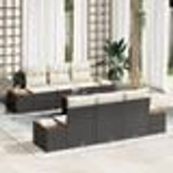 vidaXL Set de jardin 7 pièces avec coussins noirs en poly rotin acacia
