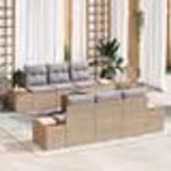vidaXL Canapé de jardin 7 pièces avec coussins beige en poly rotin et acacia