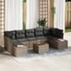 vidaXL Canapé de jardin 8 pièces avec des coussins gris en rotin synthétique et en acacia