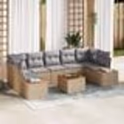 vidaXL Canapés de jardin 8 pièces avec coussins en poly rotin beige et acacia