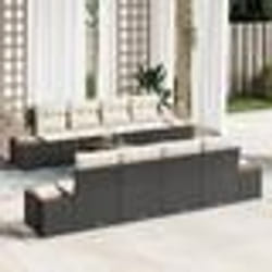 vidaXL Ensemble de canapé de jardin 9 pièces noir en poly rattan avec coussins