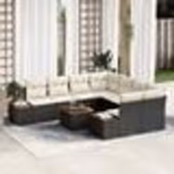 vidaXL Salon de Jardin 9 Pièces Avec Coussins en Rattan Synthétique Noir et Acacia