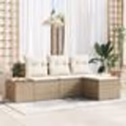 vidaXL Ensemble de canapés de jardin 4 pièces avec coussins Beige Poly Rotin Acacia
