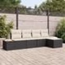 vidaXL Ensemble de Canapés de Jardin 5 Pièces avec Coussins Noir Poly Rattan Acacia