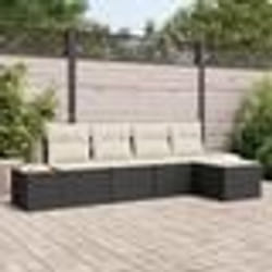 vidaXL Ensemble de Canapés de Jardin 5 Pièces avec Coussins Noir Poly Rattan Acacia