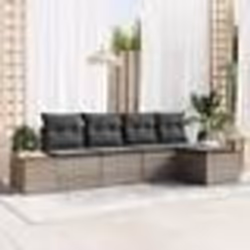 vidaXL Ensemble de Canapé de Jardin 5 Pièces avec Coussins Gris Rattan Acacia