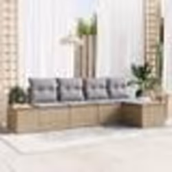 vidaXL Set de canapé de jardin 5 pièces avec coussins Beige Poly Rattan Acacia