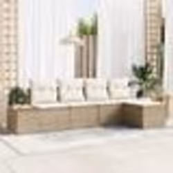 vidaXL Ensemble de canapé de jardin 5 pièces avec coussins beige en poly rotin