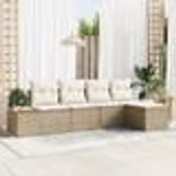 vidaXL Ensemble de canapé de jardin 5 pièces avec coussins beige en poly rotin
