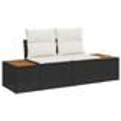 vidaXL Ensemble de canapé de jardin 6 pièces avec coussins noir poly rotin acacia