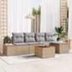 vidaXL Set de canapé de jardin de 6 pièces avec coussins Beige Poly Rattan Acacia