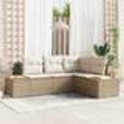 vidaXL Ensemble de canapés de jardin 4 pièces avec coussins Beige Poly Rotin Acacia