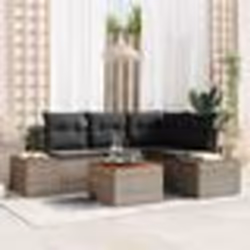 vidaXL Set de Canapé de Jardin 5 pièces avec Coussins Gris Rattan Poly Acacia
