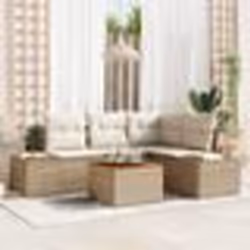 vidaXL Ensemble de Canapé 5 Pièces de Jardin avec Coussins Beige Poly Rattan Acacia