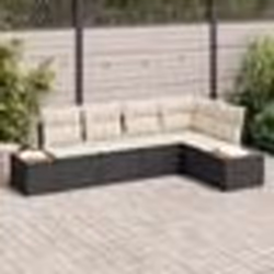 vidaXL Ensemble de canapés de jardin de 5 pièces avec coussins Noir Poly Rotin Acacia