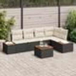 vidaXL Ensemble de 6 canapés de jardin avec coussins Noir Poly Rattan