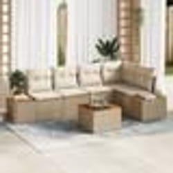 vidaXL Ensemble de canapé de jardin en 6 pièces avec coussins Beige Poly Rotin Acacia