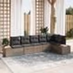 vidaXL Set de canapé de jardin 6 pièces avec coussins gris poly rotin acacia