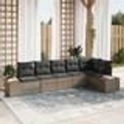vidaXL Set de canapé de jardin 6 pièces avec coussins gris poly rotin acacia