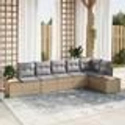 vidaXL Ensemble de Canapé de Jardin 6 Pièces avec Coussins Beige Rattan Acacia