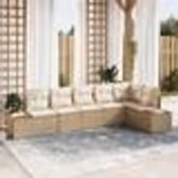 vidaXL Set de Canapé de Jardin 6 Pièces avec Coussins Beige Poly Rattan Acacia