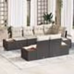 vidaXL Ensemble de canapé de jardin 7 pièces avec coussins noir poly rattan acacia