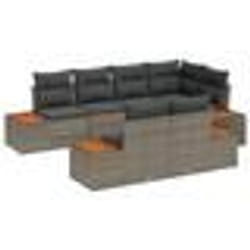 vidaXL Ensemble de canapé de jardin 7 pièces avec coussins gris