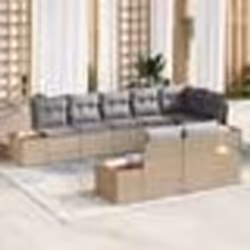 vidaXL Salon de jardin 8 pièces avec coussins en poly rattan beige et acacia