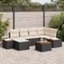 vidaXL Ensemble de Canapé de Jardin 7 Pièces avec Coussins Noir en Rotin Poly Acacia