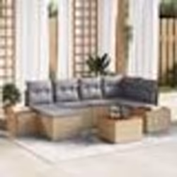 vidaXL Set de canapé de jardin 7 pièces avec coussins beige en rotin synthétique