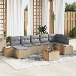 vidaXL Ensemble de canapé de jardin 8 pcs Beige Poly rotin