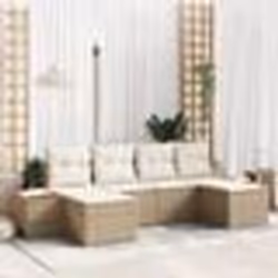 vidaXL Ensemble de canapé jardin 6 pièces avec coussins Beige Rattan Poly Acacia