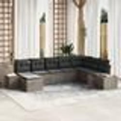 vidaXL Ensemble de Canapés de Jardin 8 Pièces avec Coussins Gris Poly Rattan Acacia
