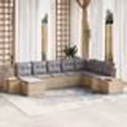 vidaXL Ensemble de Canapés de Jardin 8 Pièces avec Coussins Beige Poly Rotin Acacia