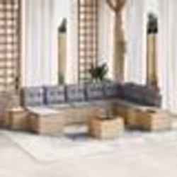 vidaXL Ensemble de Canapé de Jardin de 9 pièces avec Coussins Beige Rattan Acacia