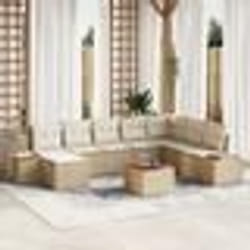 vidaXL 9 pièces canapé de jardin avec coussins Beige Rotin synthétique Acacia