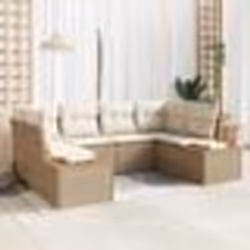 vidaXL Ensemble de Canapés de Jardin 6 pièces avec Coussins Beige Poly Rattan Acacia