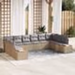 vidaXL Set de 10 pièces de canapé de jardin avec coussins beige poly rattan acacia